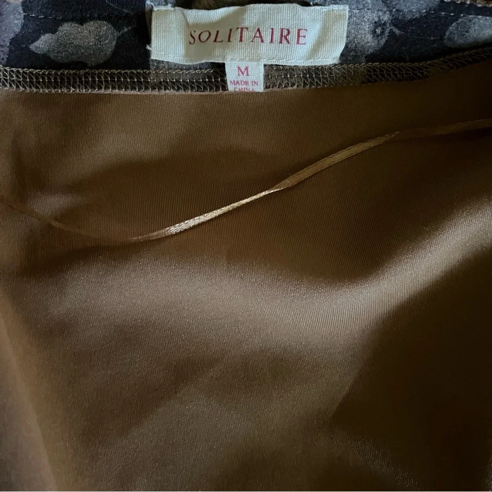 Anthropologie Solitaire Brown Suede Large Floral
Open Front Kimono Jacket - Picture 12 of 13